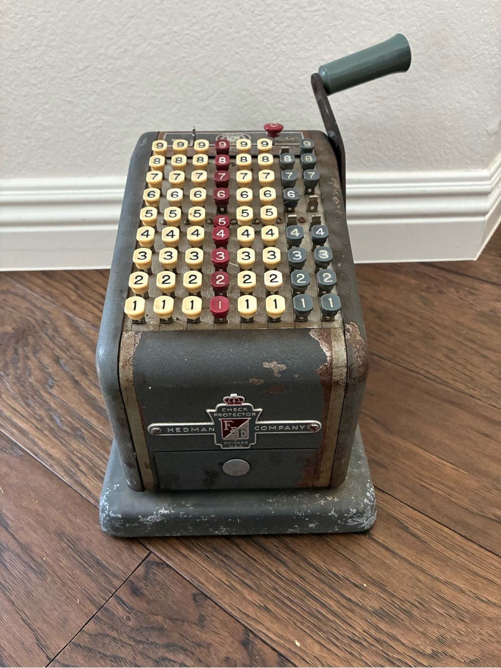 Vintage Adding Machine - Gray with Colored Keys